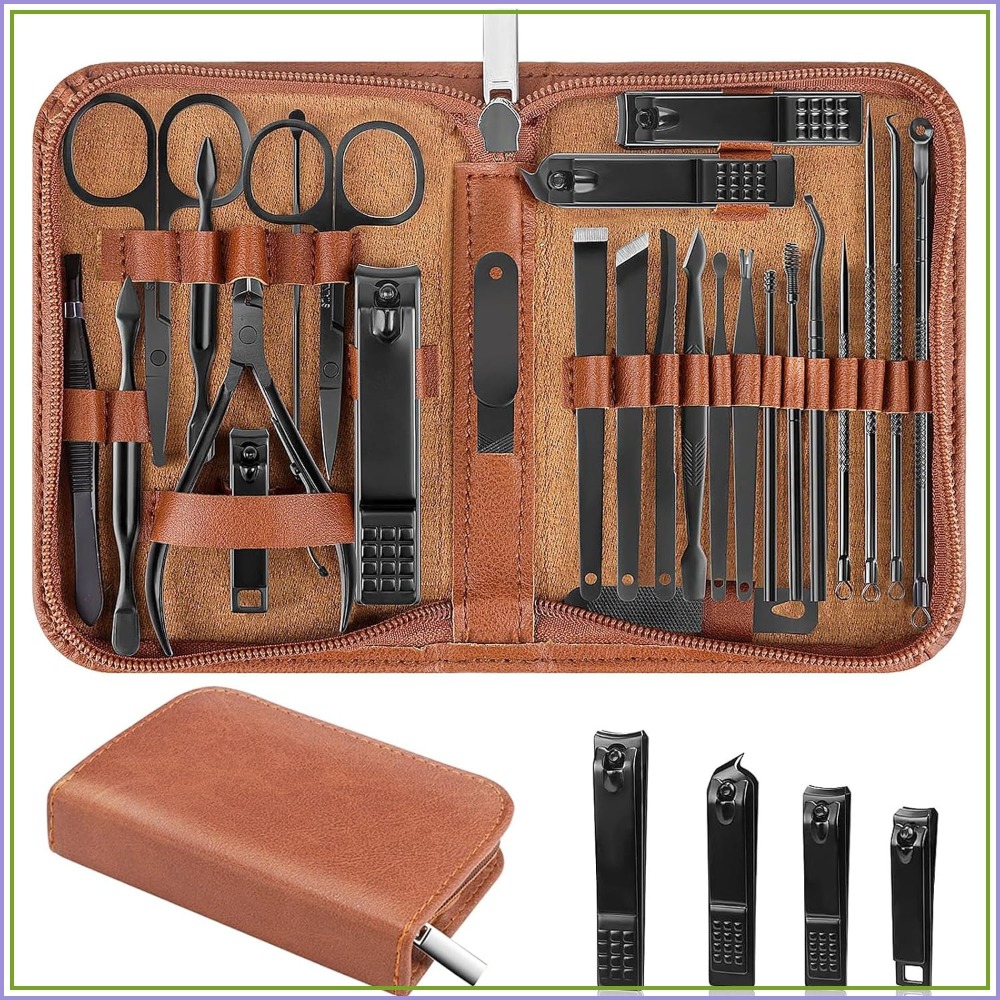 Mens Grooming Kit Case - 26-delige manicure-nagelknipperset voor mannen en vrouwen,
