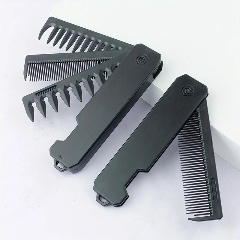 Men Grooming Hygiene - 3-in-1 opvouwbare baardkam voor mannen, baardkamborstel,