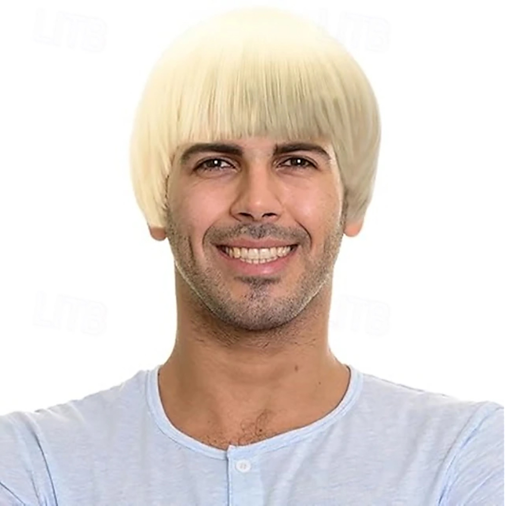 Men'S Grooming Salon - Synthetisch haar korte paddenstoelpruik voor mannen