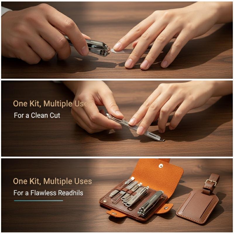 Mens Grooming Kit Case - Manicure- en pedicureset 10-delig Professionele nagelknipperset