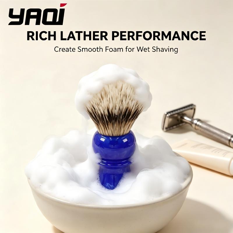 Men Grooming Hygiene - YAQI Premium Scheerkwast Blauw Gemarmerd Hars