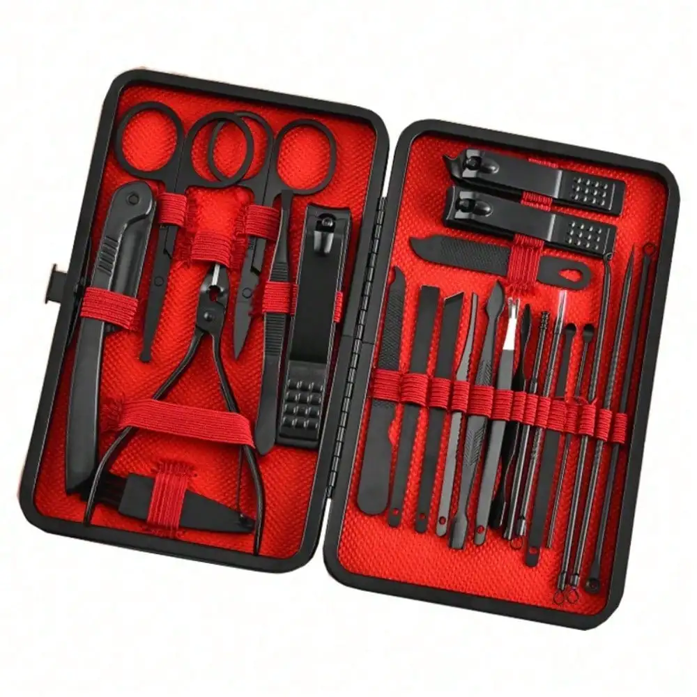 Mens Grooming Kit Case - 8/24-delige professionele manicure- en pedicureset, premium