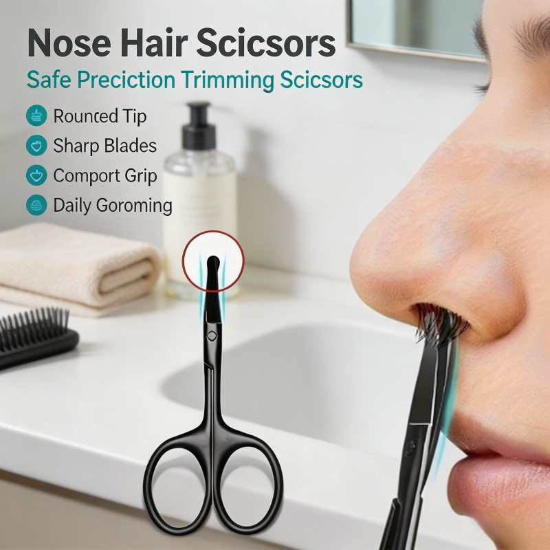 Men'S Grooming Makeup - Professionele neushaarschaar roestvrij staal ronde veiligheidstip