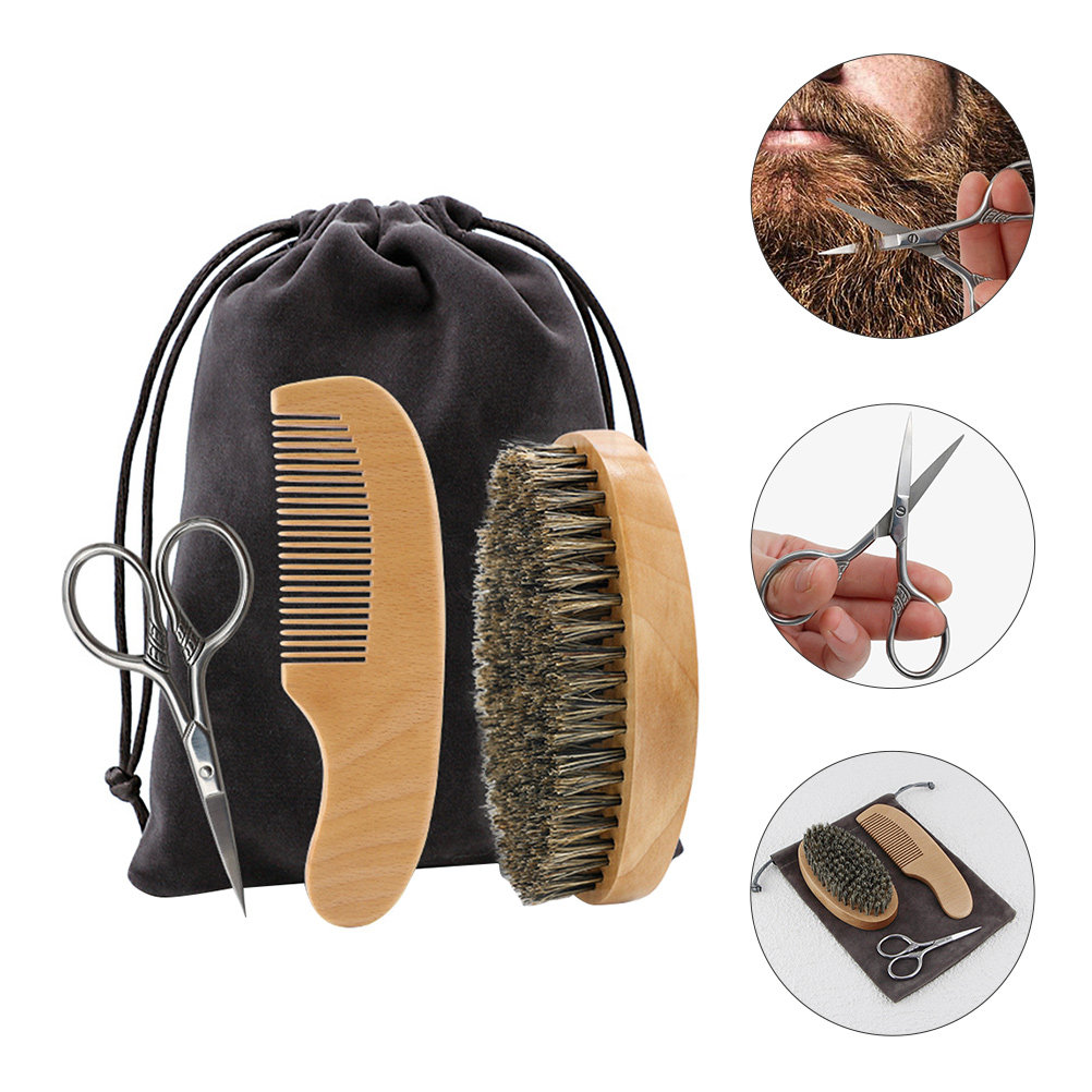 Men'S Grooming Kits - 1Set Baardstylingset voor mannen Premium baardborstel,