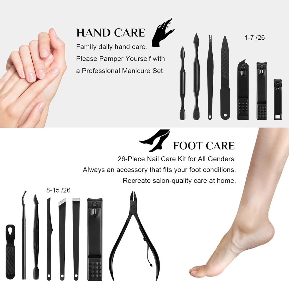 26-delige manicure-nagelknippe - Mens Grooming Kit Case recensie en prijs